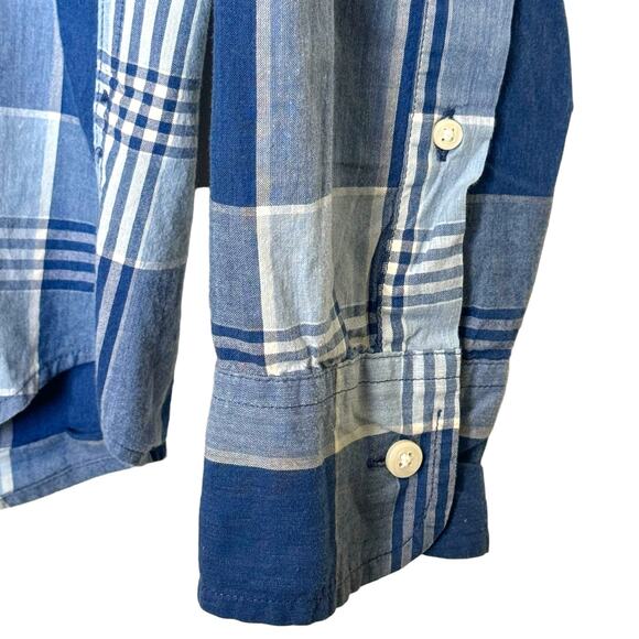 J Crew Size Medium Blue Plaid Re-Imagined Long Sleeve Button Down Shirt - Picture 3 of 8